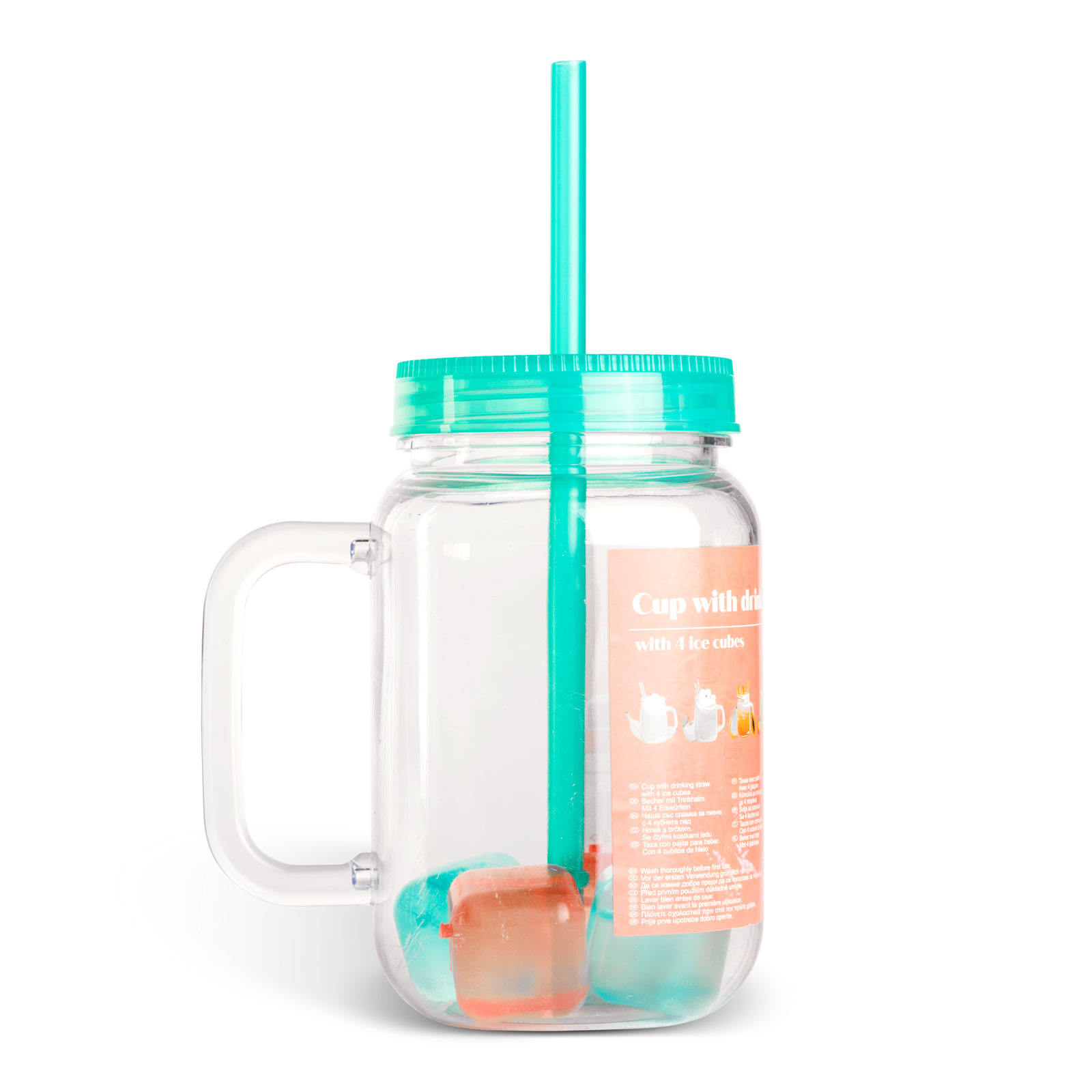 Afbeelding van 1x Drinkbeker Met Rietje en Koelelementen - Groene Straw Cup 550 ml - Herbruikbare Beker Met Deksel en