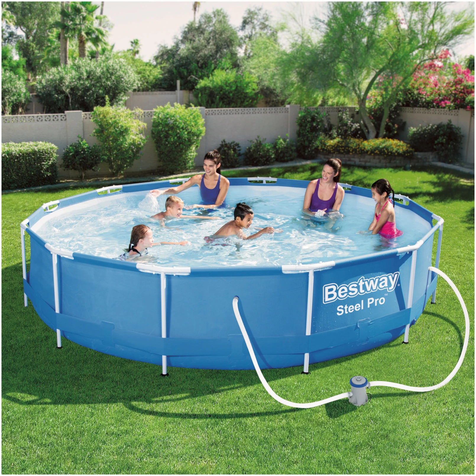 Afbeelding van Zwembad met Stalen Frame en Filterpomp - 366 x 76 cm - Rond Opzetzwembad 6473 Liter - Frame Pool voor Tuin -