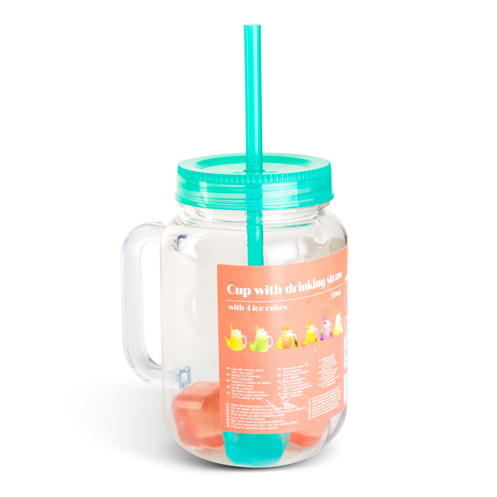 Afbeelding van 1x Drinkbeker Met Rietje en Koelelementen - Groene Straw Cup 550 ml - Herbruikbare Beker Met Deksel en