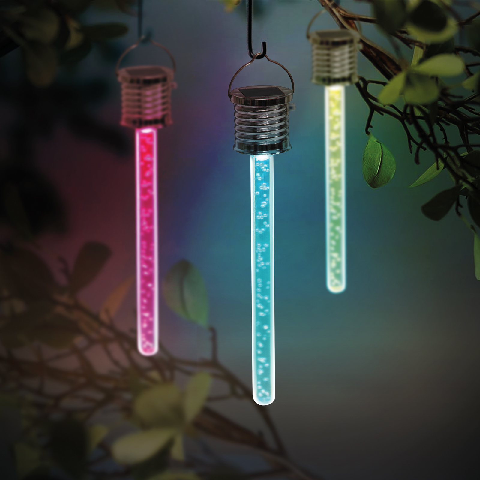Afbeelding van 1x Solar LED Tuinlamp RGB – Kleurveranderende Buitenlamp op Zonne Energie – Hanglamp Tuinverlichting –