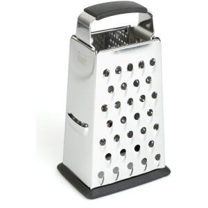 Afbeelding van 4-Zijdige RVS Rasp - Multifunctionele Keukenrasp voor Kaas - Groenten en Chocolade - Handrasp met Antislip