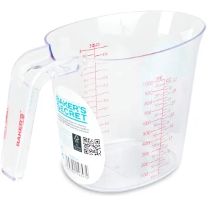 Afbeelding van Maatbeker 1 Liter Transparant - Kunststof Maatkan met Handgreep en Schenktuit - BPA Vrije Mengbeker met ML -