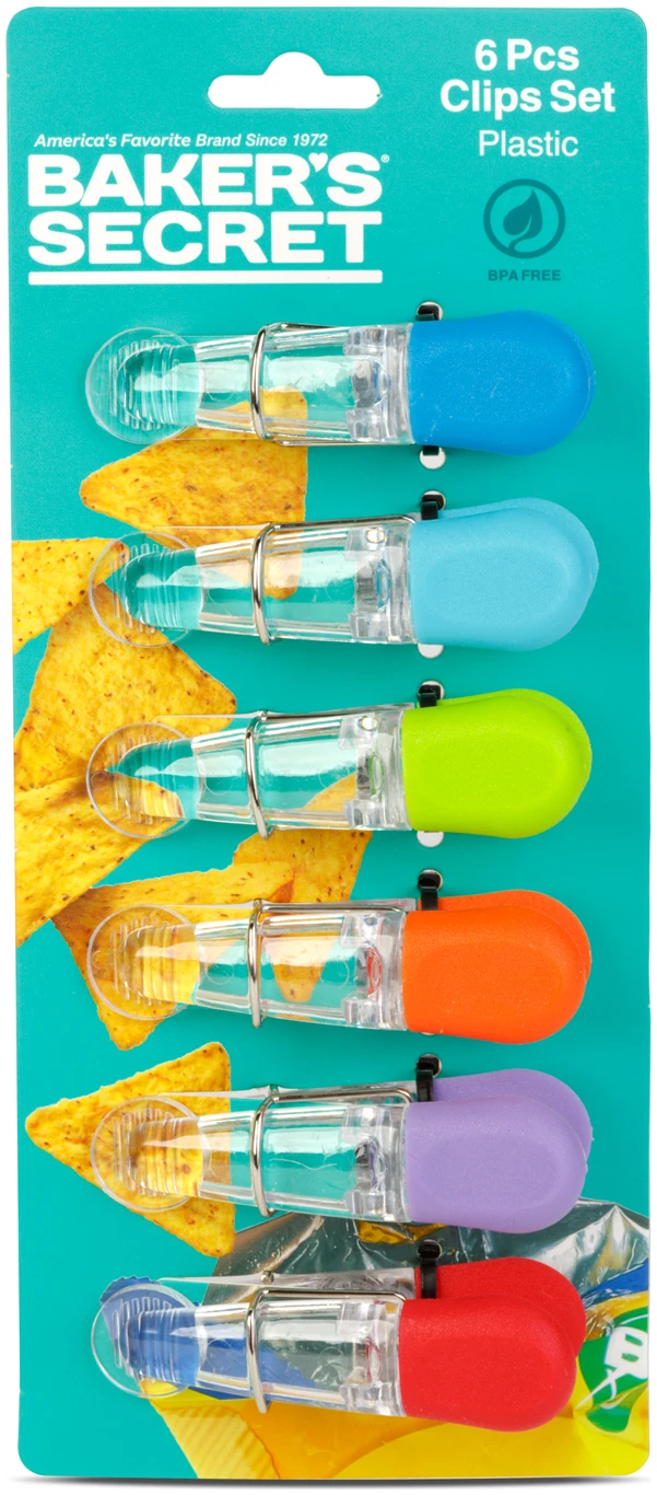 Afbeelding van Baker's Secret Sluitclips Set - 6 Delige Zaksluiters Met Magneet - Herbruikbare Vershoudclips Voor