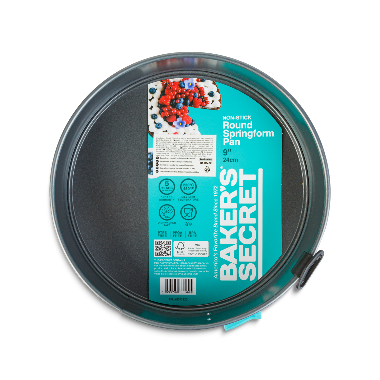 Afbeelding van Baker's Secret Springvorm 24 cm - Ronde Bakvorm Met Antiaanbaklaag - Cakevorm Met Siliconen Sluiting -