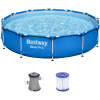 Afbeelding van Zwembad met Stalen Frame en Filterpomp - 366 x 76 cm - Rond Opzetzwembad 6473 Liter - Frame Pool voor Tuin -