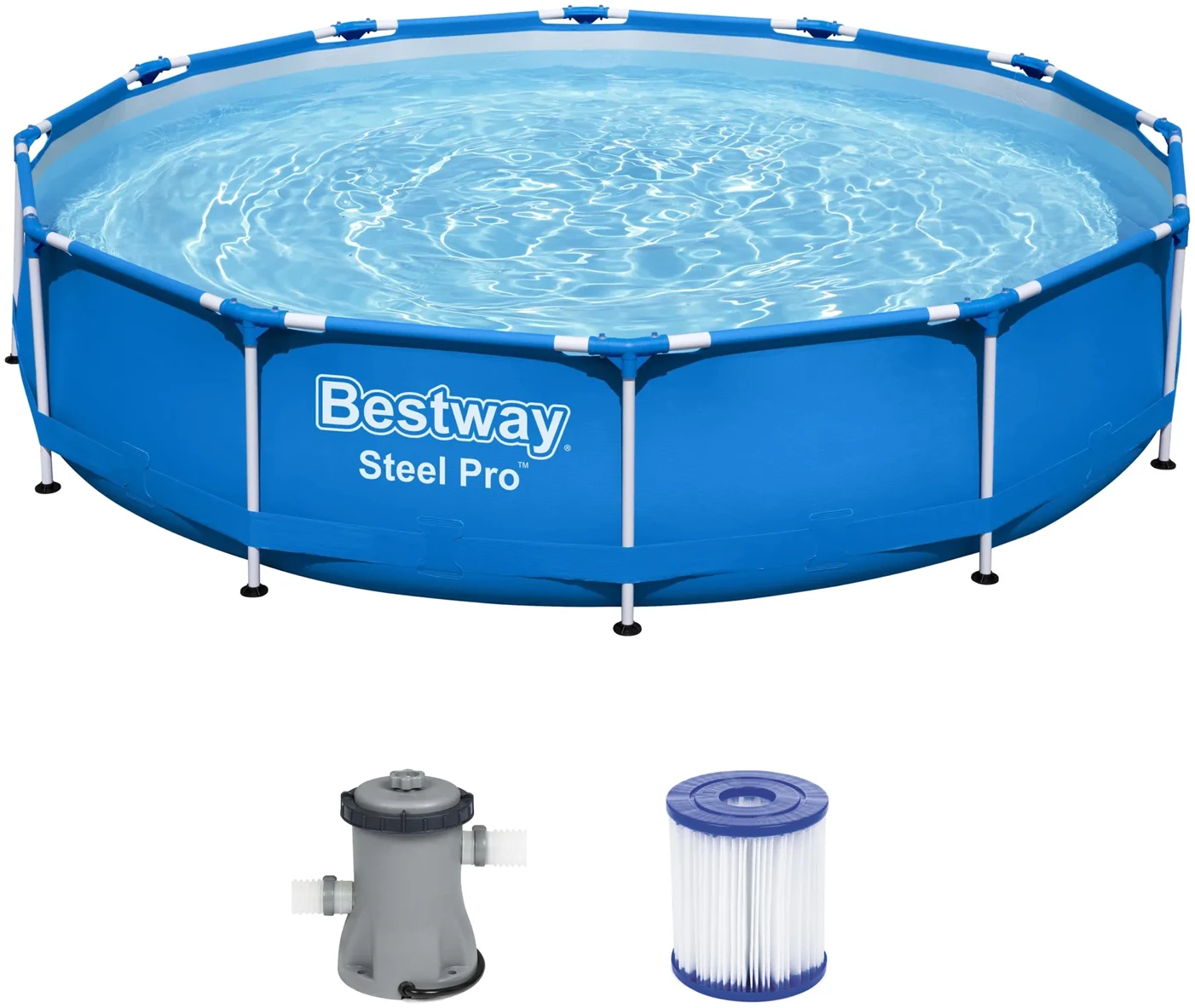 Afbeelding van Zwembad met Stalen Frame en Filterpomp - 366 x 76 cm - Rond Opzetzwembad 6473 Liter - Frame Pool voor Tuin -