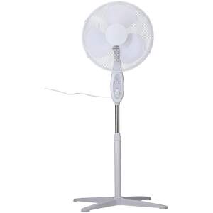 Afbeelding van Staande ventilator - 40 cm - 45W - 3 snelheden - oscillerend - wit - 220-240V wisselstroom 1 Stuks [51101] -