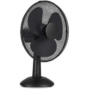 Afbeelding van Bureauventilator - 23 cm - 22 W - 2 snelheden - oscillerend - zwart - 220-240V AC 1 Stuks [51104] - 01 51104