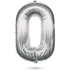 Afbeelding van Folieballon met het cijfer 0 voor een verjaardag - zilver - 100 cm 1 Stuks [58085-00] - 01 58085 00 web
