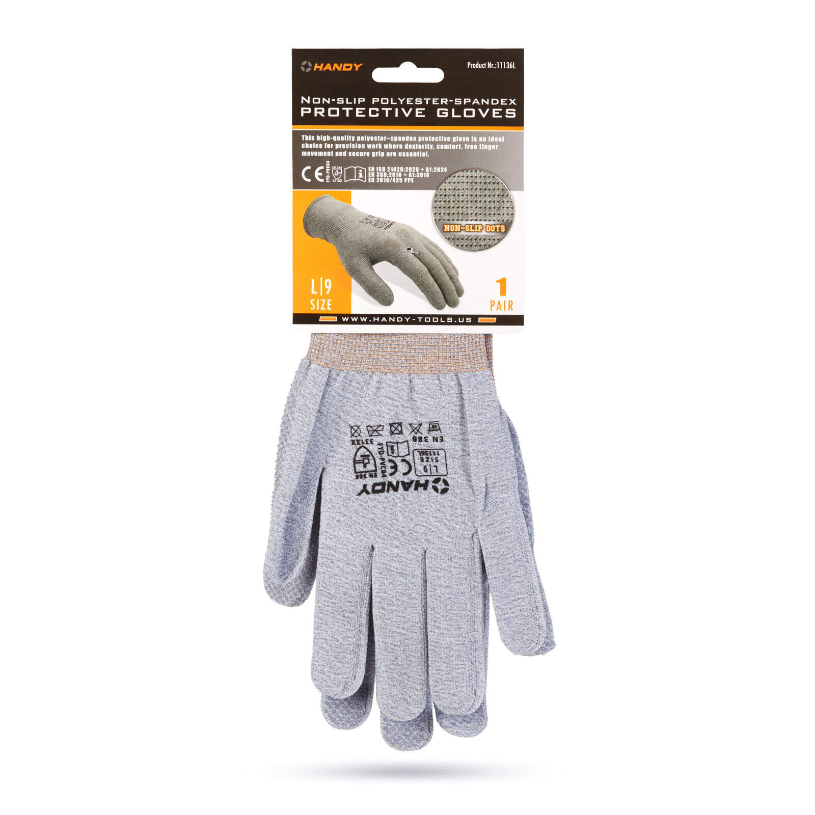 Afbeelding van Antislip beschermende handschoenen van polyester-spandex – maat L – flexibel, dun en ademend – 1 paar 1