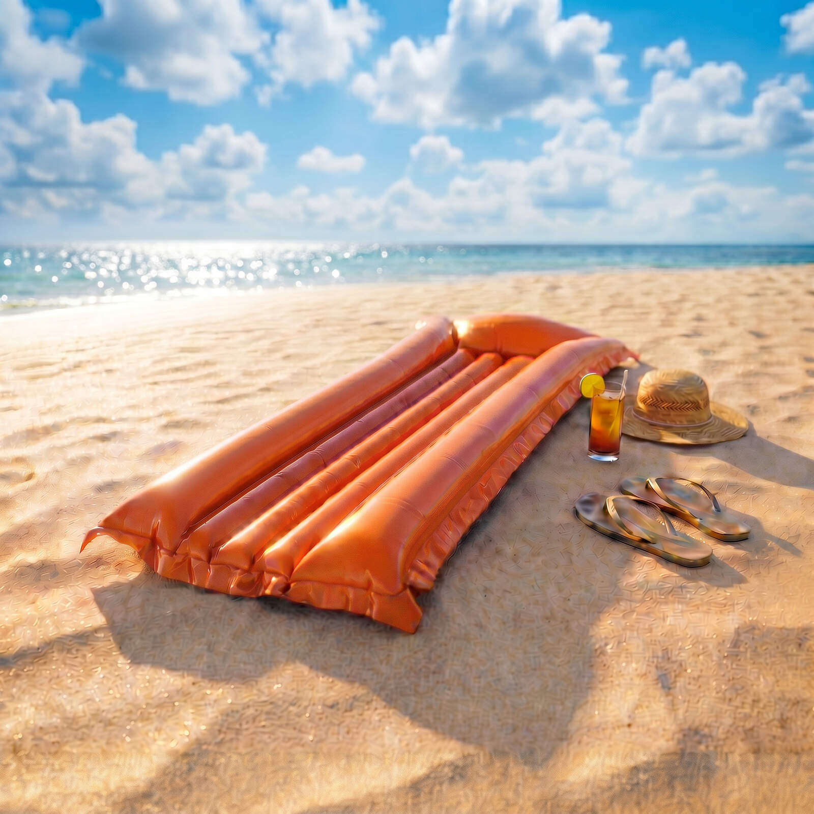 Afbeelding van Opblaasbaar Luchtbed Voor Zwembad - 174 x 56 x 18 cm - Oranje - PVC Waterluchtbed - Opblaasbare Matras Voor