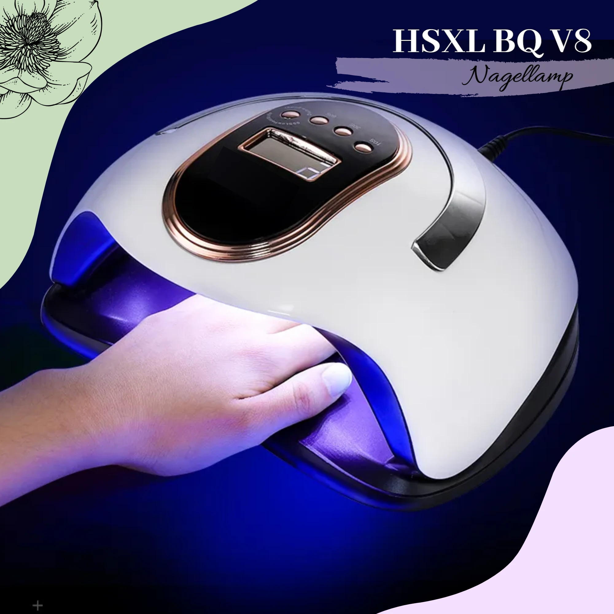 Afbeelding van HSXL V8 UV LED Nagellamp 168W - Nageldroger voor Gelnagels en Gellak - 36 LED Lampjes - Timer 30/60/99 sec -