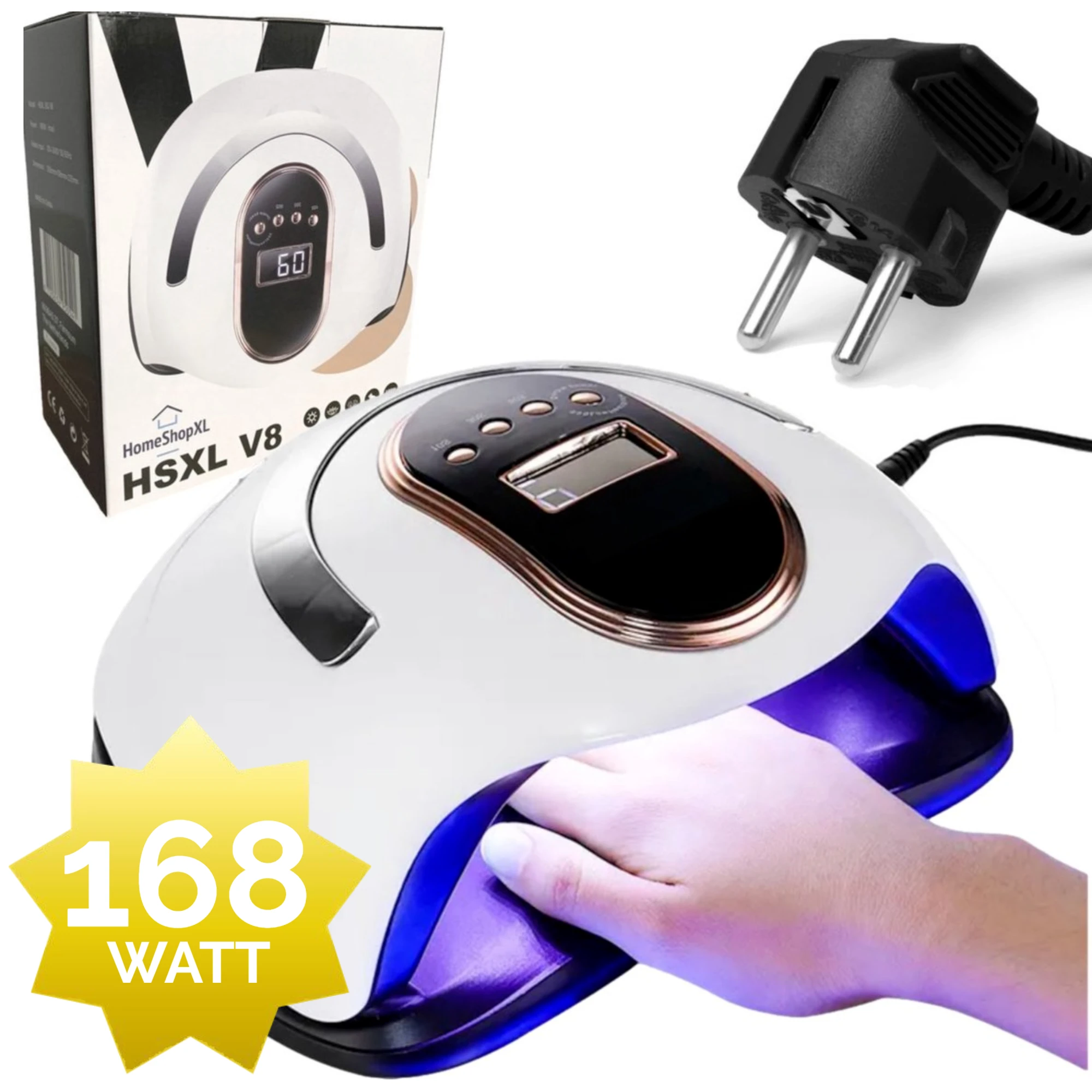 Afbeelding van HSXL V8 UV LED Nagellamp 168W - Nageldroger voor Gelnagels en Gellak - 36 LED Lampjes - Timer 30/60/99 sec -