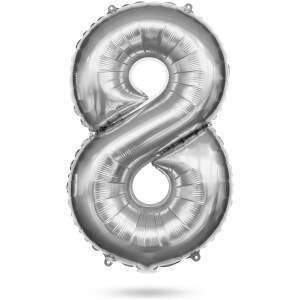 Afbeelding van Folieballon Cijfer 8 Zilver 40 Inch - XXL Verjaardag Ballon - Helium Ballon - Nummer Ballon - Feestdecoratie