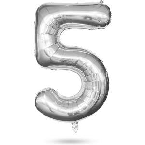 Afbeelding van Folieballon Cijfer 5 Zilver 40 Inch - XXL Verjaardag Ballon - Helium Ballon - Nummer Ballon - Feestdecoratie