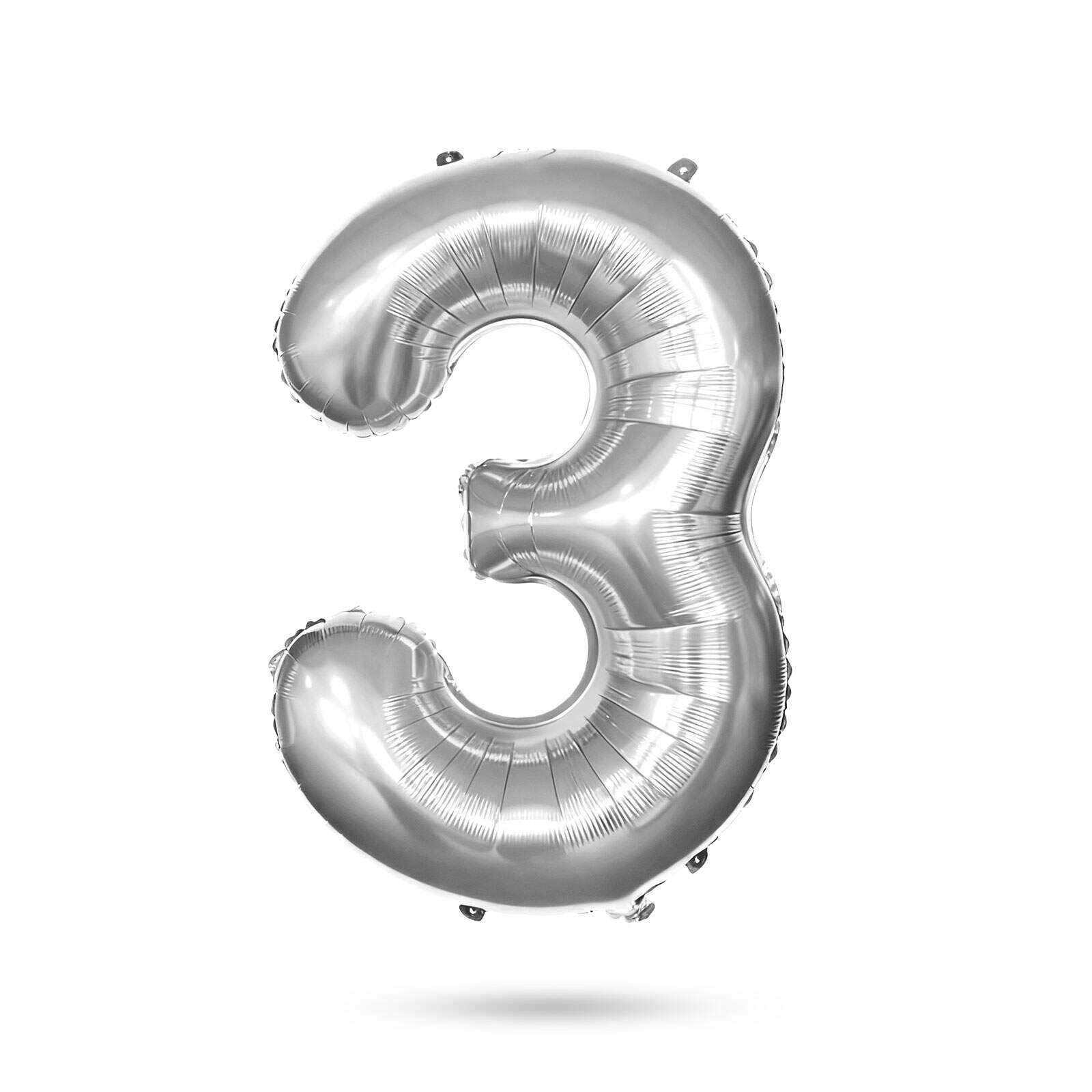 Afbeelding van Folieballon Cijfer 3 Zilver 40 Inch - XXL Verjaardag Ballon - Helium Ballon - Nummer Ballon - Feestdecoratie