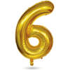 Afbeelding van Folie Ballon Cijfer 6 Goud - XL Helium Ballon Verjaardag - Grote Gouden Nummer Ballon - Herbruikbare