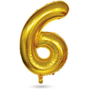 Afbeelding van Folie Ballon Cijfer 6 Goud - XL Helium Ballon Verjaardag - Grote Gouden Nummer Ballon - Herbruikbare