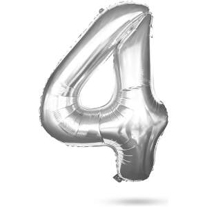Afbeelding van Folieballon Cijfer 4 Zilver 40 Inch - XXL Verjaardag Ballon - Helium Ballon - Nummer Ballon - Feestdecoratie