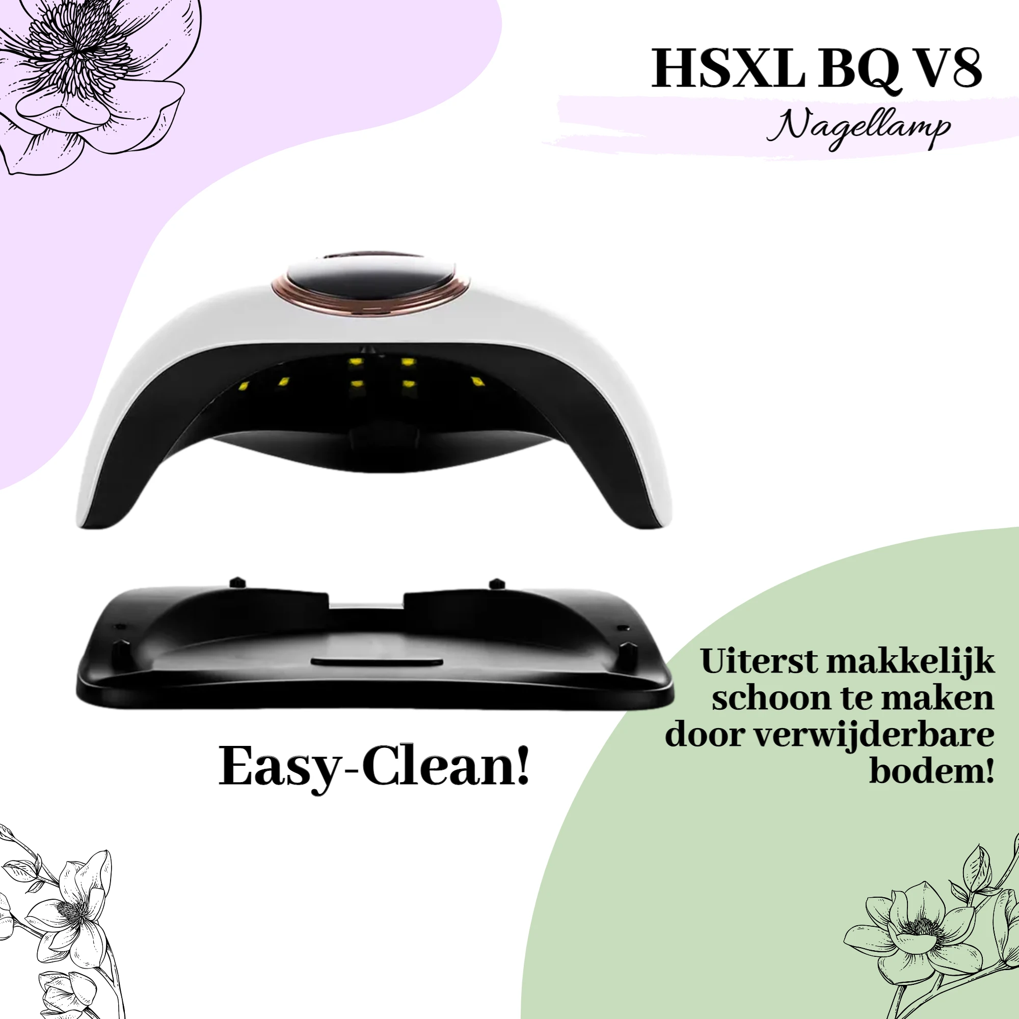 Afbeelding van HSXL V8 UV LED Nagellamp 168W - Nageldroger voor Gelnagels en Gellak - 36 LED Lampjes - Timer 30/60/99 sec -