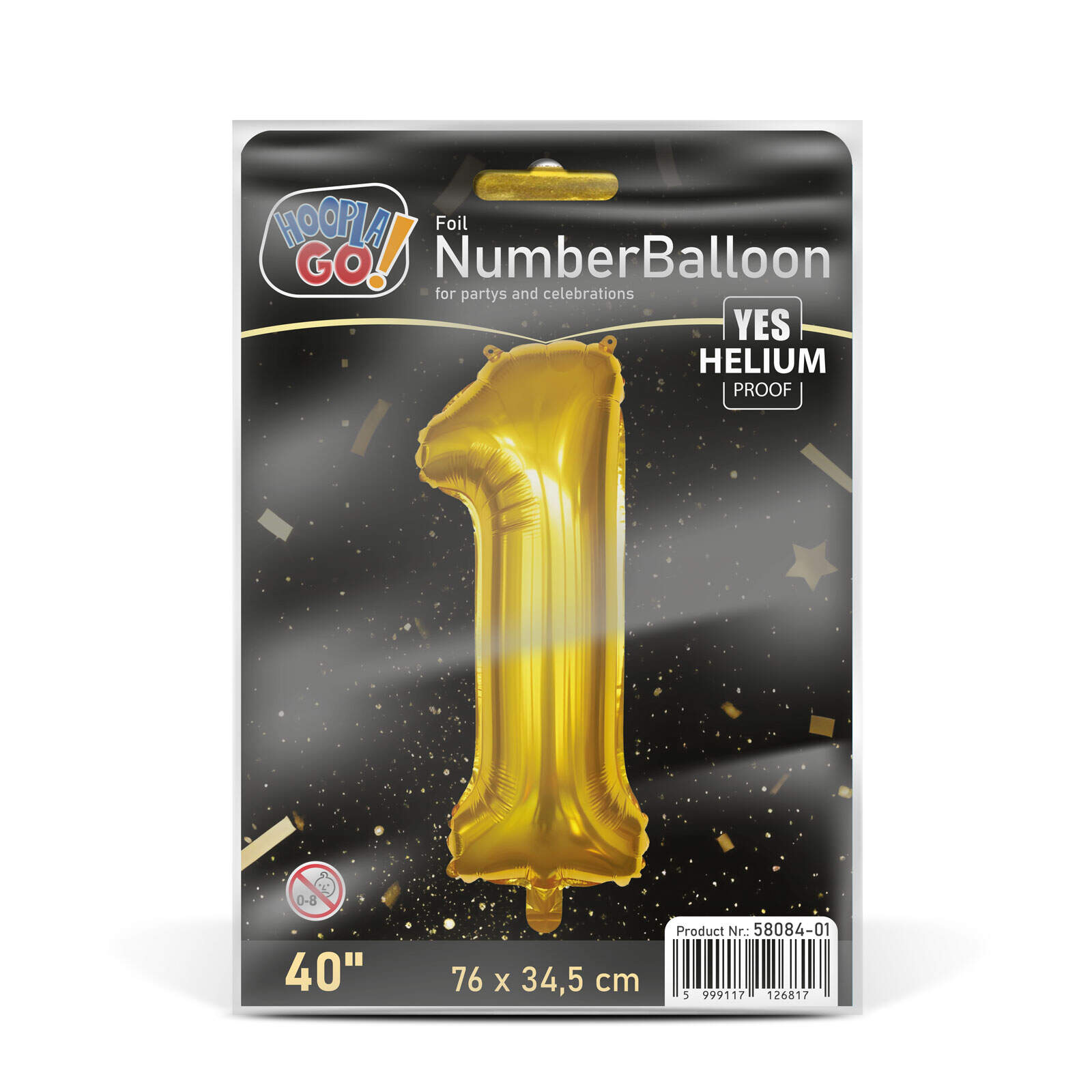 Afbeelding van Folieballon Cijfer 1 Goud - Helium Ballon Verjaardag - Gouden Nummer Ballon - Verjaardagsdecoratie -