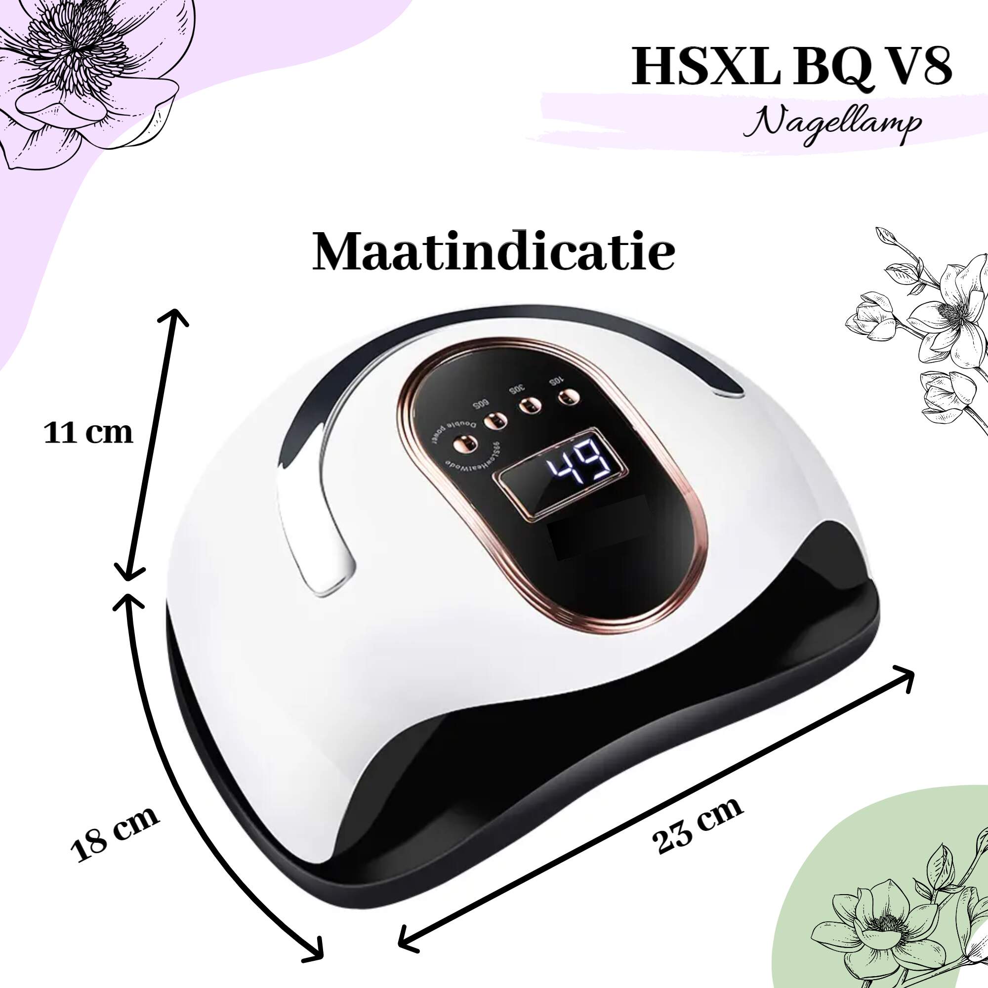 Afbeelding van HSXL V8 UV LED Nagellamp 168W - Nageldroger voor Gelnagels en Gellak - 36 LED Lampjes - Timer 30/60/99 sec -