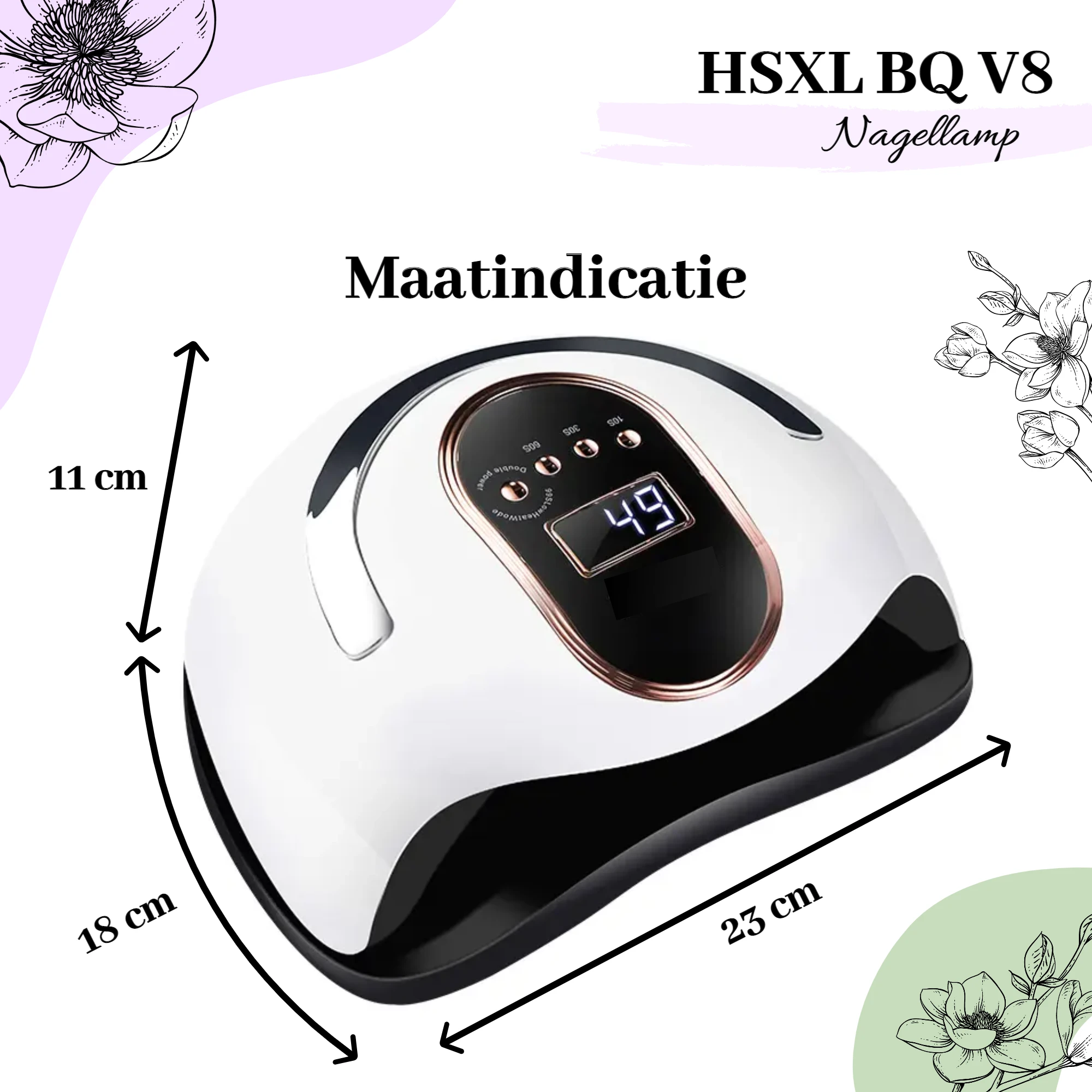 Afbeelding van HSXL V8 UV LED Nagellamp 168W - Nageldroger voor Gelnagels en Gellak - 36 LED Lampjes - Timer 30/60/99 sec -