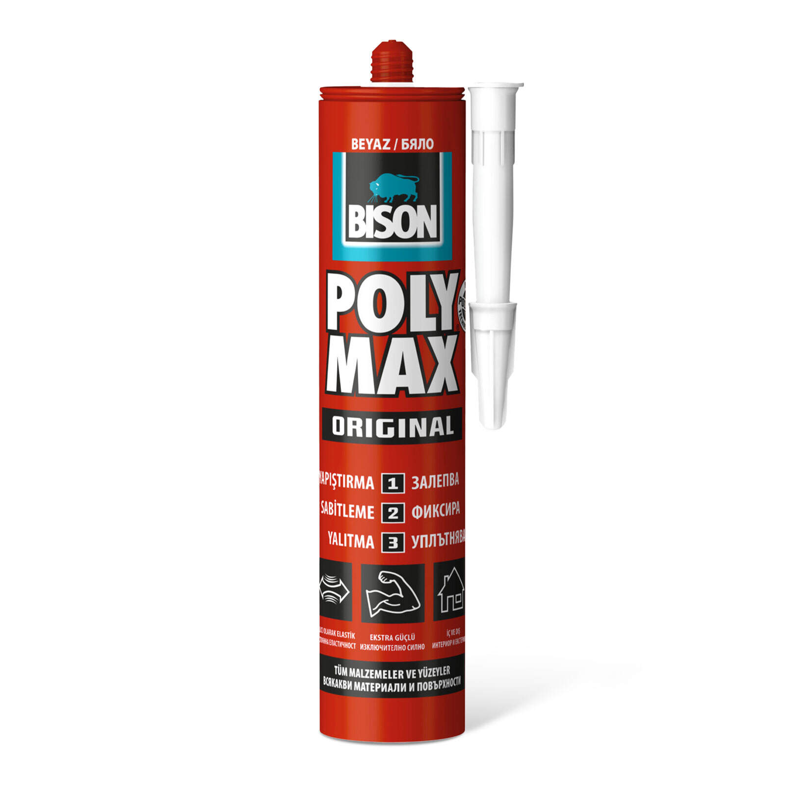 Afbeelding van BISON Poly Max Original Wit 465 g - Universele Montagekit en Afdichtingskit - MS Polymeer Lijmkit -