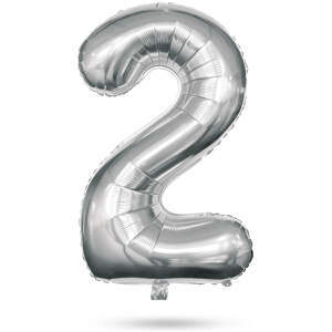 Afbeelding van Folieballon Cijfer 2 Zilver 40 Inch - XXL Verjaardag Ballon - Helium Ballon - Nummer Ballon - Feestdecoratie
