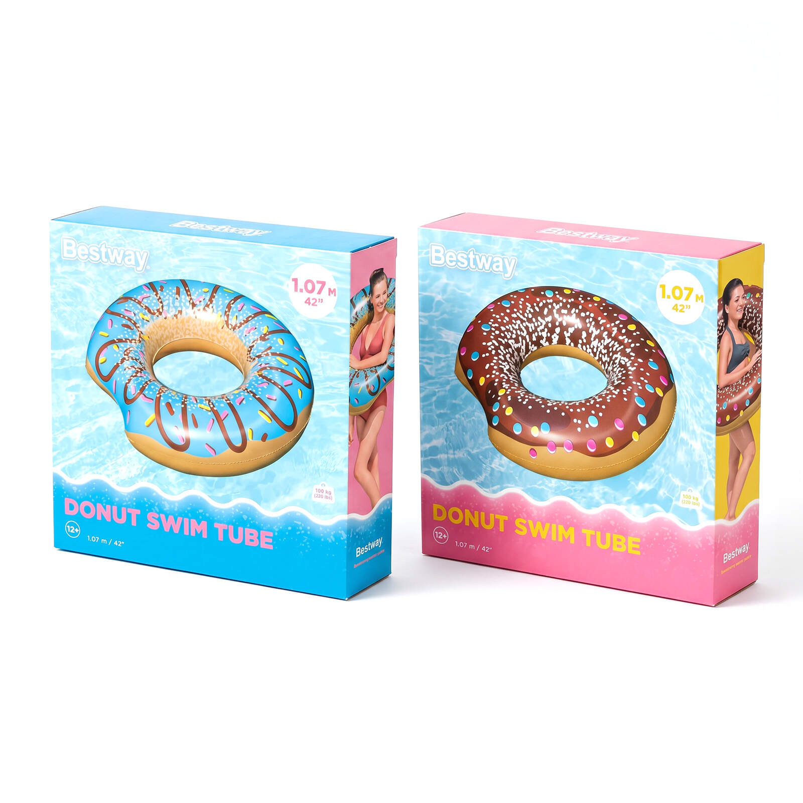 Afbeelding van Opblaasbare Zwemband Donut - 107 cm - 1 Stuk - Willekeurig Design of Kleur - Opblaasbare Zwemring voor