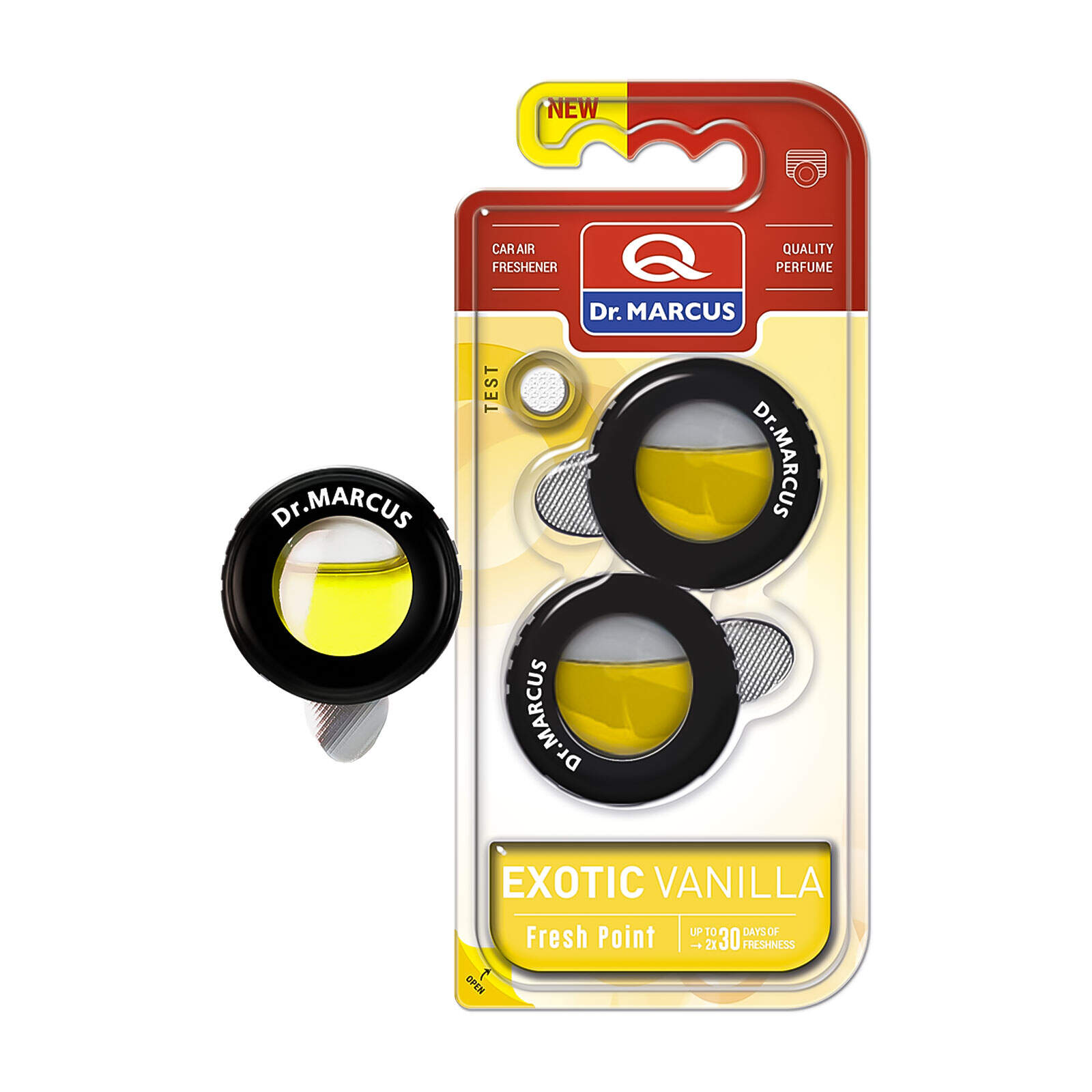 Afbeelding van Dr. Marcus Fresh Point Vanilla Auto Luchtverfrisser - Ventilatierooster Geurclip - Vanille Geur - Auto