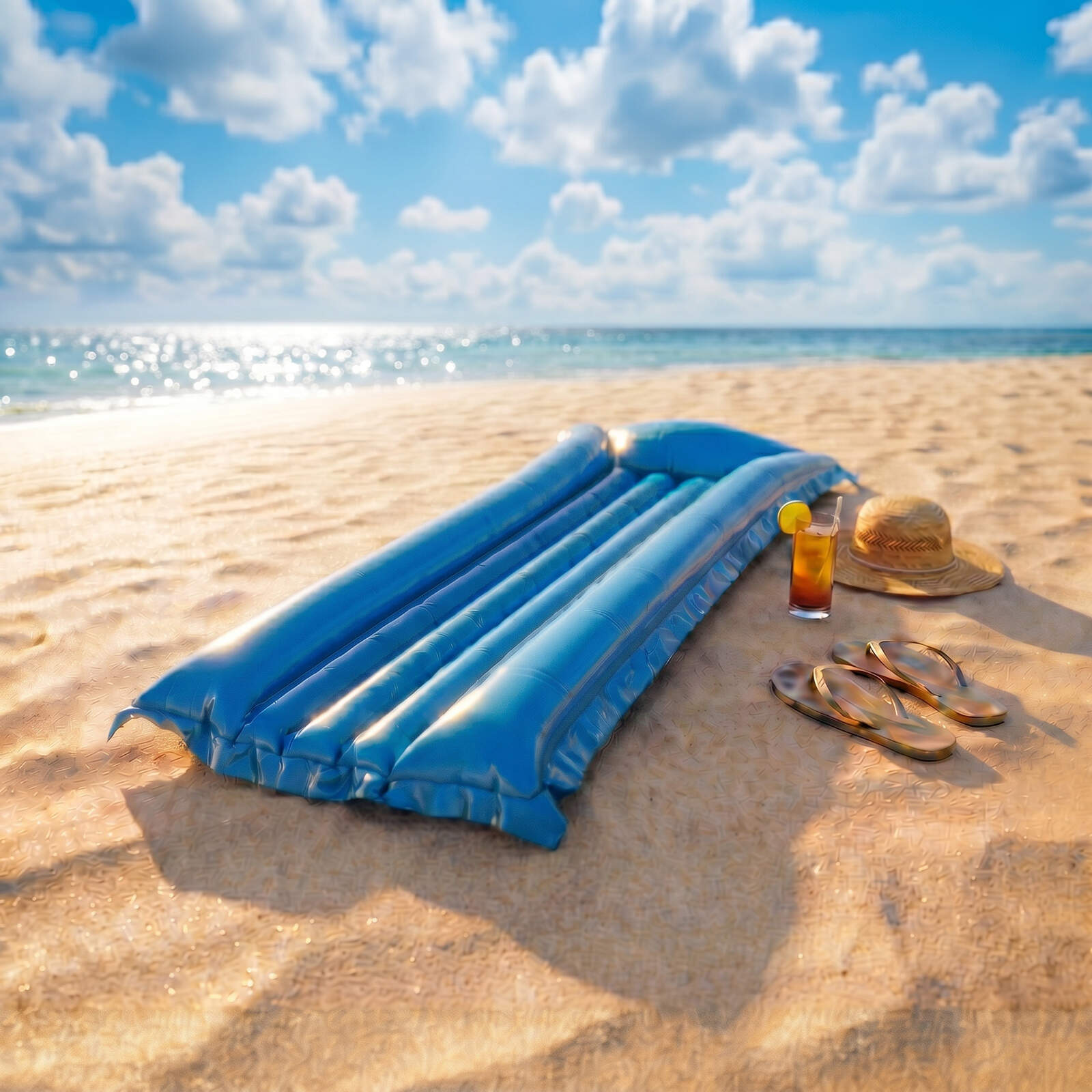 Afbeelding van Opblaasbaar Luchtbed Voor Zwembad - 174 x 56 x 18 cm - Blauw - PVC Waterluchtbed - Opblaasbare Luchtmatras