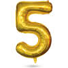 Afbeelding van Folie Ballon Cijfer 5 Goud - XL Helium Ballon Verjaardag - Grote Gouden Nummer Ballon - Herbruikbare