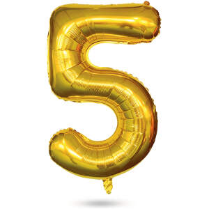 Afbeelding van Folie Ballon Cijfer 5 Goud - XL Helium Ballon Verjaardag - Grote Gouden Nummer Ballon - Herbruikbare
