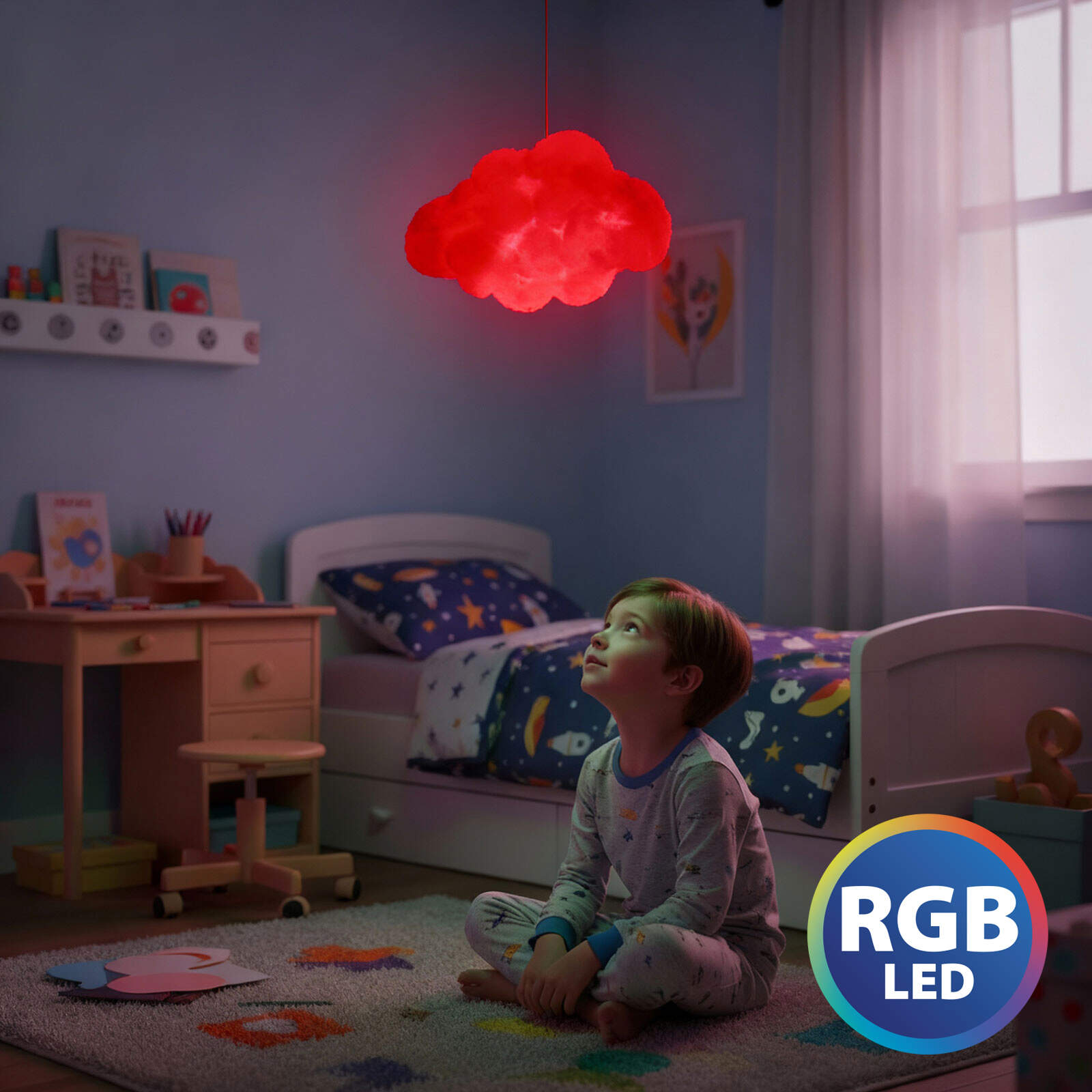 Afbeelding van Magische 3D Wolkenlamp met Afstandsbediening – RGB Nachtlamp met 16 Kleuren & 4 Lichtstanden – Gezien