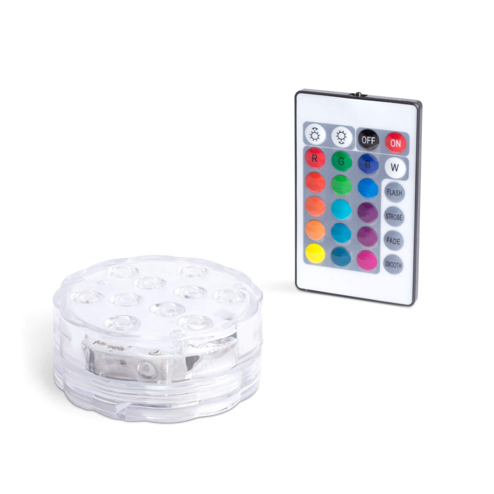 Afbeelding van LED zwembadlamp RGB – IP68 – 13 kleuren – dompelbaar – met afstandsbediening – Ø7 cm –