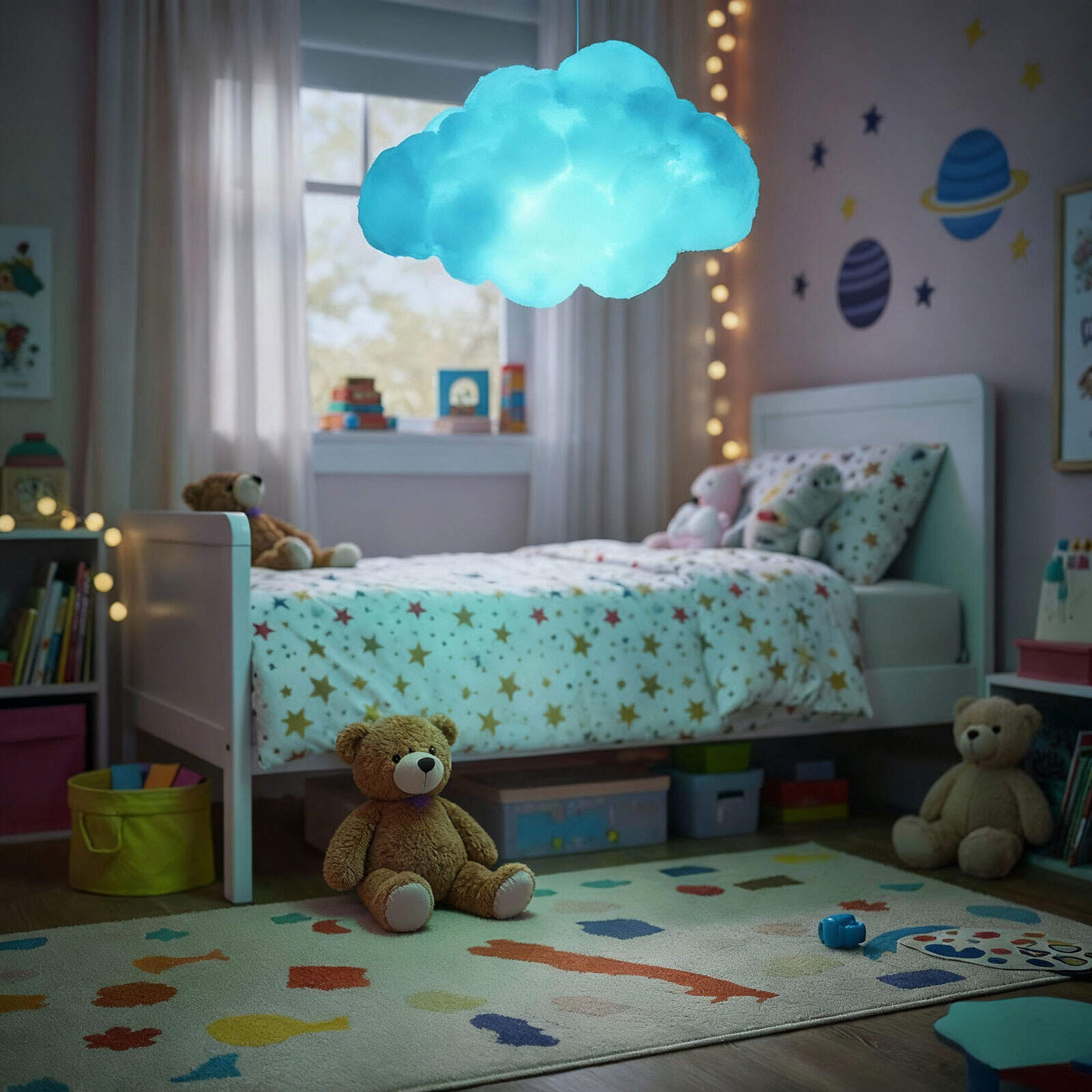 Afbeelding van Magische 3D Wolkenlamp met Afstandsbediening – RGB Nachtlamp met 16 Kleuren & 4 Lichtstanden – Gezien
