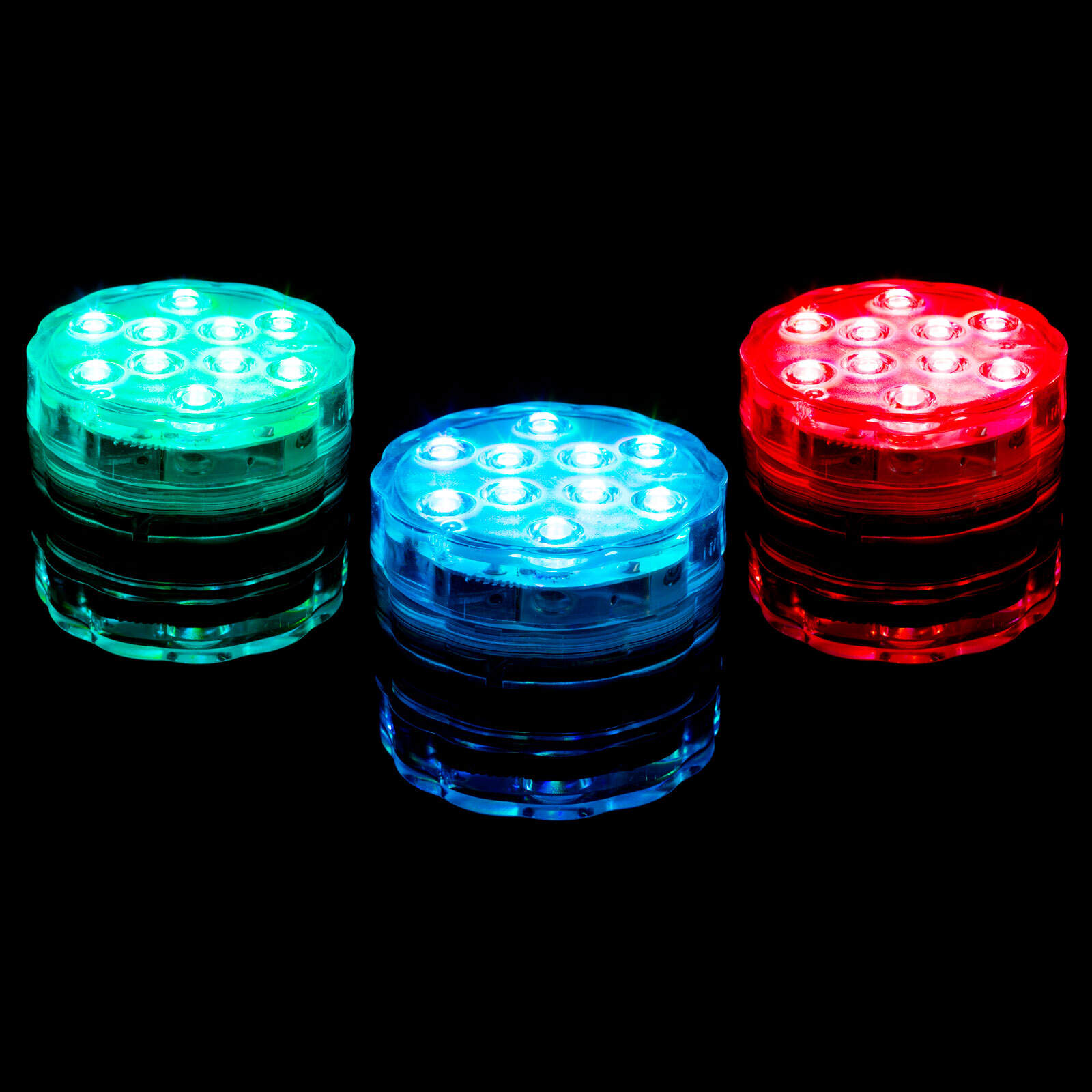 Afbeelding van LED zwembadlamp RGB – IP68 – 13 kleuren – dompelbaar – met afstandsbediening – Ø7 cm –