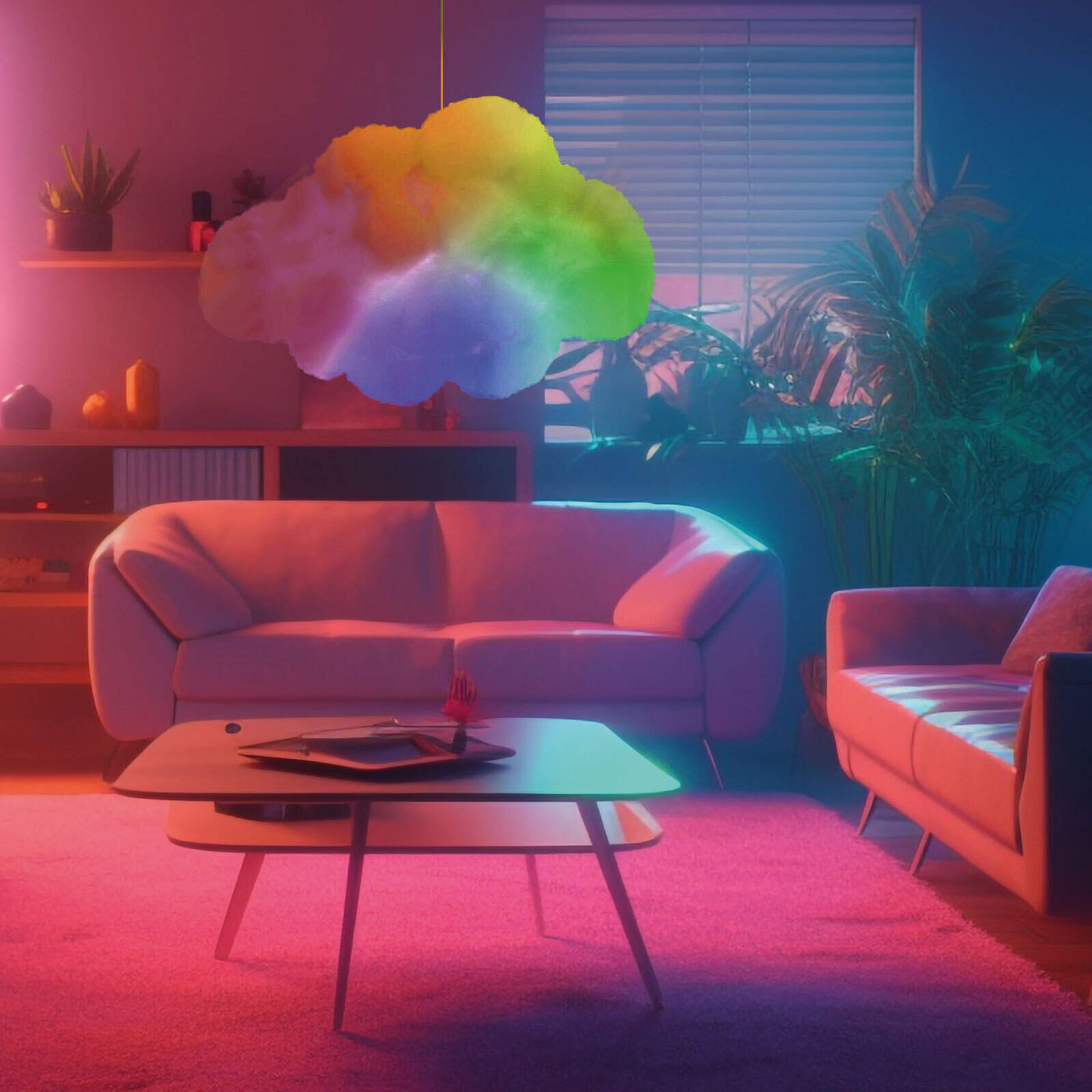 Afbeelding van Magische 3D Wolkenlamp met Afstandsbediening – RGB Nachtlamp met 16 Kleuren & 4 Lichtstanden – Gezien