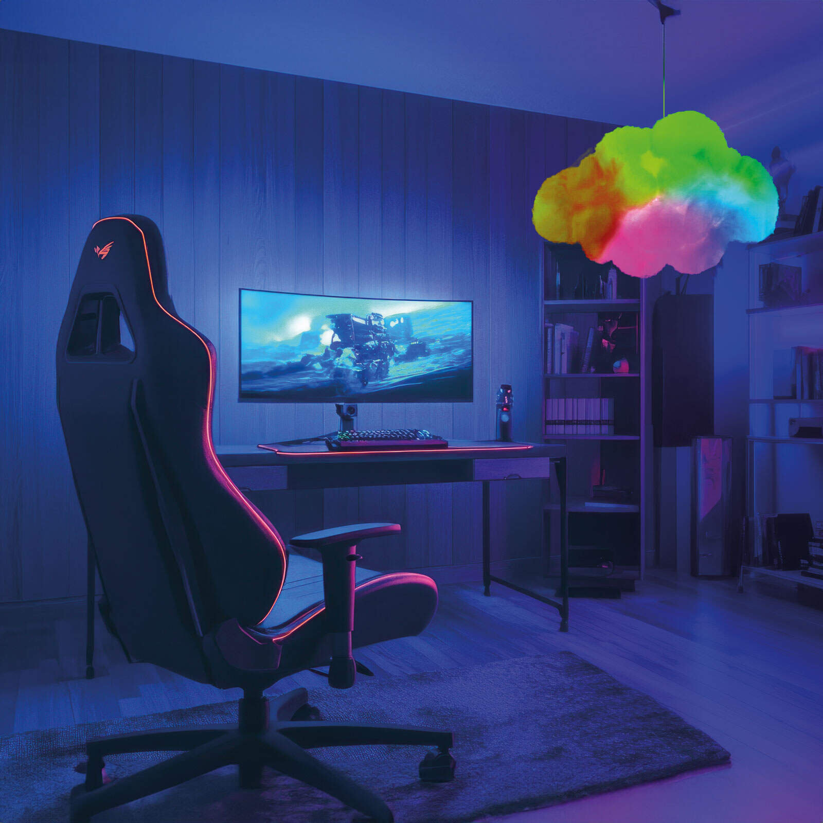 Afbeelding van Magische 3D Wolkenlamp met Afstandsbediening – RGB Nachtlamp met 16 Kleuren & 4 Lichtstanden – Gezien