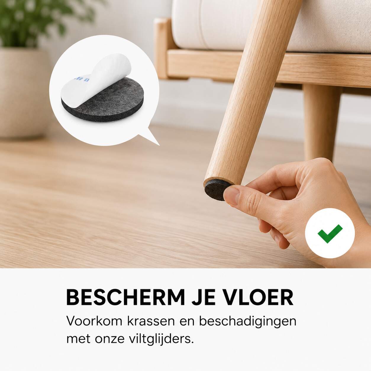 120x Premium Viltjes Stoelpoten - Zwart - Zelfklevend Anti Kras Meubelvilt voor Meubels - 120 stuks - Rond en Vierkant - Zelfklevende Stoelpoot Beschermers - Meubelglijders Antikras Vilt voor Stoel - Bank - Tafel - Elektrische Apparatuur - BPK