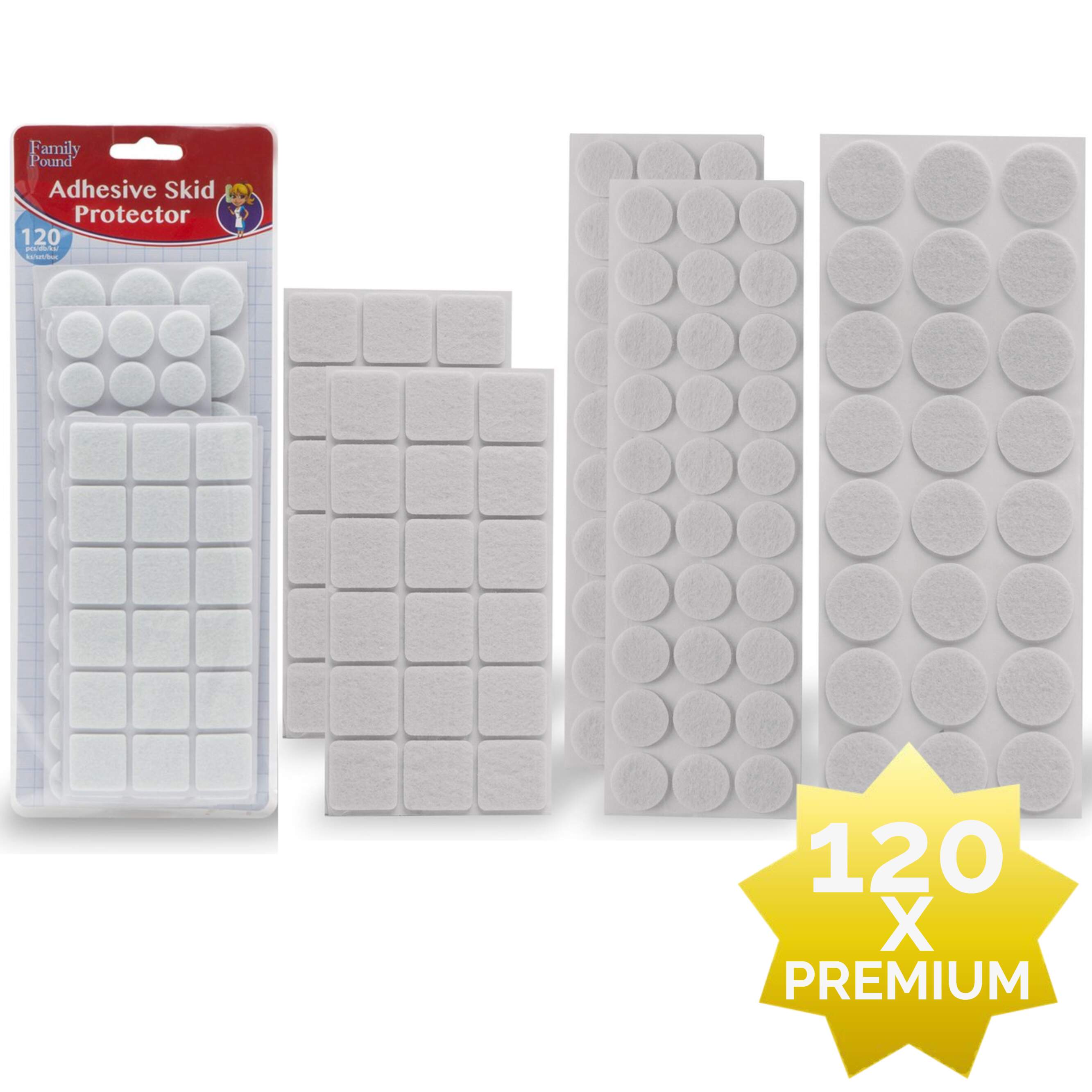 120x Premium Viltjes Stoelpoten - Wit - Zelfklevend Anti Kras Meubelvilt voor Meubels - 120 stuks - Rond en Vierkant - Zelfklevende Stoelpoot Beschermers - Meubelglijders Antikras Vilt voor Stoel - Bank - Tafel - Elektrische Apparatuur - BPK