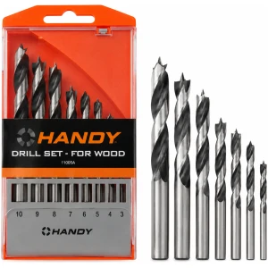 HANDY Houtborenset 8-delig – Houtboren 3 t/m 10 mm – DIN 7487 – Boorset voor Hout – Spiraalboren met Centreerpunt