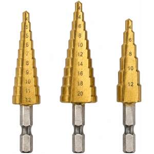 HANDY Stappenboor Set 3-delig – HSS Stappenboren 4-20 mm – Voor Metaal – Trapboor / Plaatboor met Zeskantschacht