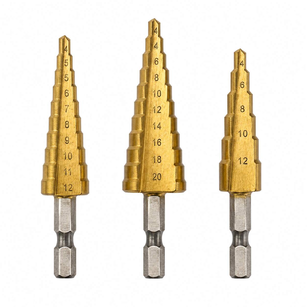 HANDY Stappenboor Set 3-delig – HSS Stappenboren 4-20 mm – Voor Metaal – Trapboor / Plaatboor met Zeskantschacht