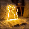 Neon LED Lamp Kat – Warm Wit – USB & Batterij – Decoratieve Tafellamp voor Kinderkamer – 28,5 x 24,5 cm