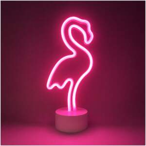 Neon LED Flamingo Lamp - Roze - USB of Batterij - LED Neon Tafellamp - Flamingo Nachtlamp - Sfeerverlichting voor Kinderkamer - Bureau - Slaapkamer - Woonkamer - 29,5 cm