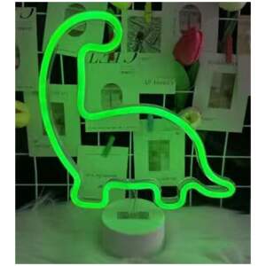 Neon LED Lamp Dinosaurus – Groen – USB & Batterij – Decoratieve Kinderkamer Lamp – 28,5 x 24,5 cm