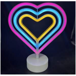 Neon LED Lamp Hart – Multicolor – USB & Batterij – Hartvormige Sfeerlamp – Kinderkamer & Slaapkamer – 25,2 x 23 cm