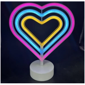 Neon LED Lamp Hart – Multicolor – USB & Batterij – Hartvormige Sfeerlamp – Kinderkamer & Slaapkamer – 25,2 x 23 cm